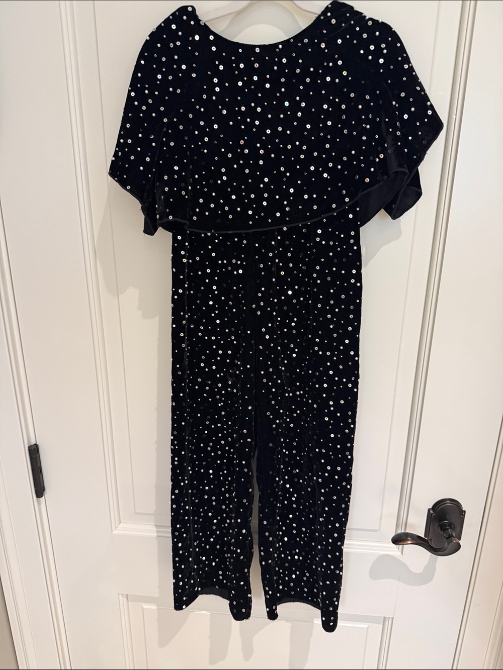 Zara Black Velvet Sequin-Embellished Girls' Jumpsuit